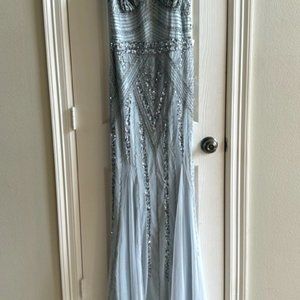 Beautiful Beaded Formal Gown - Gray and Silver